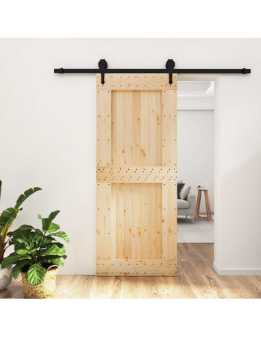 Porta scorrevole Naturale e Nero 85 x 210 cm