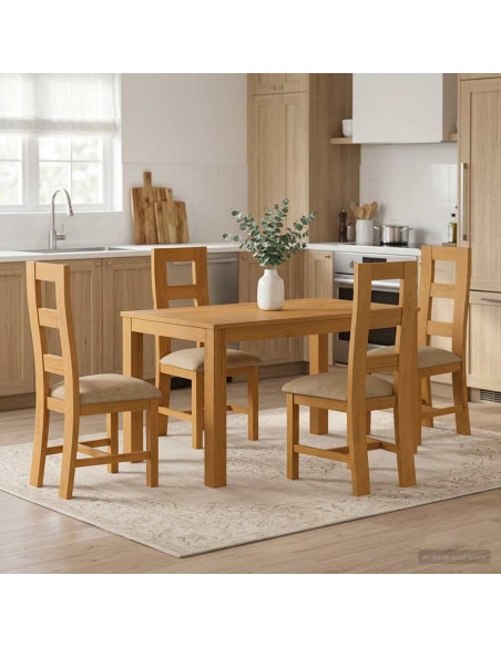 Set da pranzo 5 pz Beige Legno di Quercia Massello