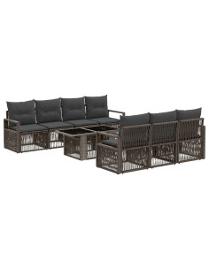 Set Divano da Giardino 8 pz Grigio e Grigio Scuro polyrattan 2