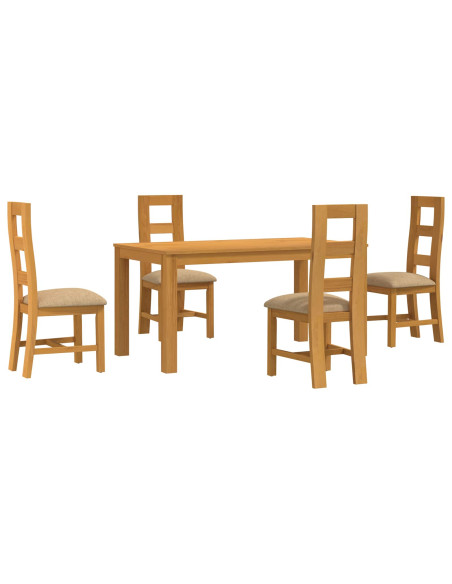 Set da pranzo 5 pz Beige Legno di Quercia Massello