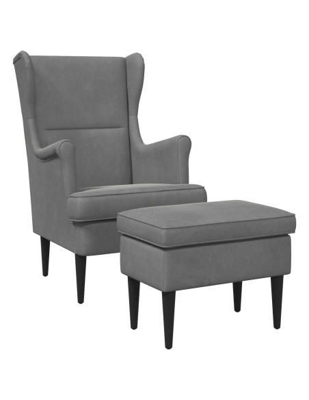 Poltrona con Ottomano 2 pz Grigio Scuro Velluto