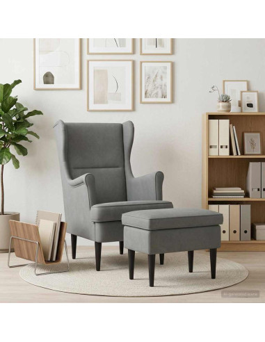 Poltrona con Ottomano 2 pz Grigio Scuro Velluto