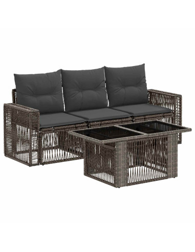 Set Divano da Giardino 4 pz Grigio e Grigio Scuro polyrattan