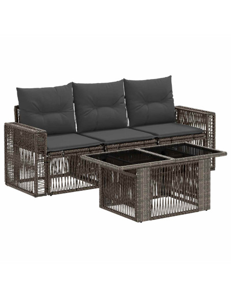 Set Divano da Giardino 4 pz Grigio e Grigio Scuro polyrattan