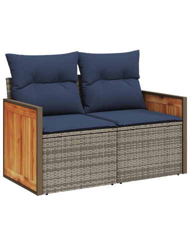 Set di divani 8 pz Grigio e Blu Navy Rattan sintetico e Acciaio