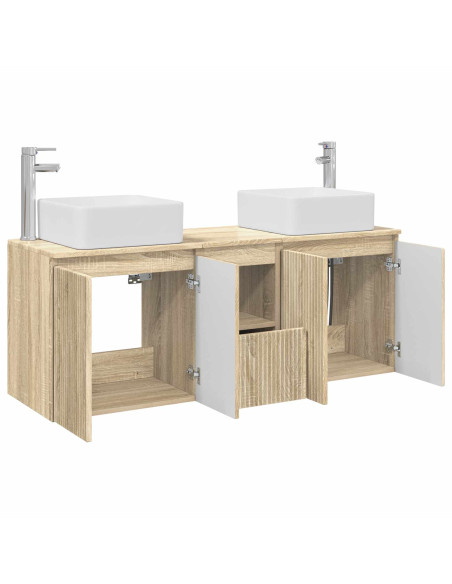 Set di Armadi da Bagno 3 pz Rovere Sonoma 49,5 x 41 x 63 cm