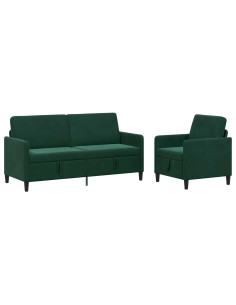 Set di Divani con Storage 2 pz Verde Scuro Poliestere 2