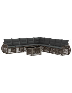 Set Divano da Giardino 10 pz Grigio e Grigio Scuro polyrattan 2