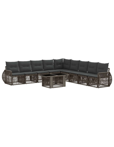 Set Divano da Giardino 10 pz Grigio e Grigio Scuro polyrattan