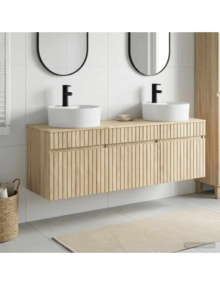 Set di Armadi da Bagno 3 pz Rovere Sonoma 49 x 44,5 x 65 cm