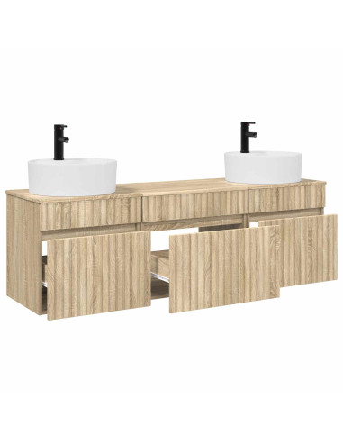 Set di Armadi da Bagno 3 pz Rovere Sonoma 49 x 44,5 x 65 cm