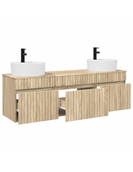 Set di Armadi da Bagno 3 pz Rovere Sonoma 49 x 44,5 x 65 cm