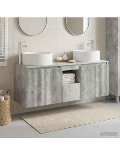 Set di Armadi da Bagno 3 pz Grigio Cemento
