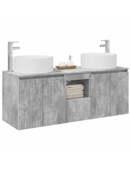 Set di Armadi da Bagno 3 pz Grigio Cemento