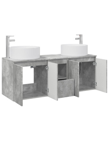 Set di Armadi da Bagno 3 pz Grigio Cemento