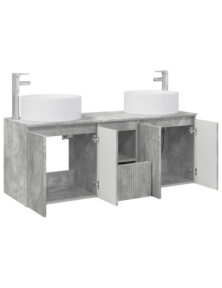 Set di Armadi da Bagno 3 pz Grigio Cemento