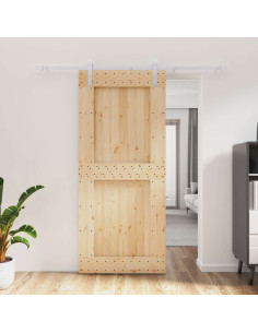 Porta scorrevole Naturale e Bianco 90 x 210 cm