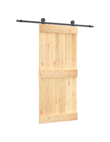Porta scorrevole Naturale e Nero 90 x 210 cm