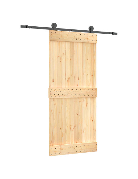 Porta scorrevole Naturale e Nero 90 x 210 cm