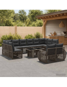 Set Divano da Giardino 13 pz Grigio e Grigio Scuro polyrattan