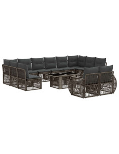 Set Divano da Giardino 13 pz Grigio e Grigio Scuro polyrattan 2