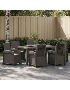 Set da Pranzo per Giardino 7 pz Grigio chiaro e panna PP