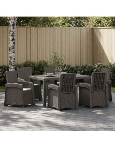 Set da Pranzo per Giardino 7 pz Grigio chiaro e panna PP
