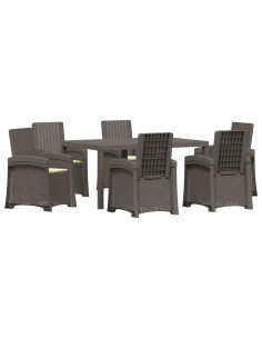 Set da Pranzo per Giardino 7 pz Grigio chiaro e panna PP 2