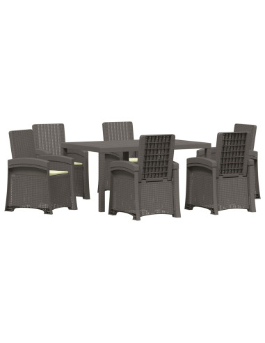 Set da Pranzo per Giardino 7 pz Grigio chiaro e panna PP