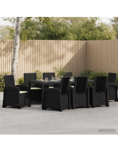 Set da Pranzo per Giardino 9 pz Antracite e Crema PP
