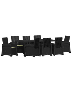 Set da Pranzo per Giardino 9 pz Antracite e Crema PP 2