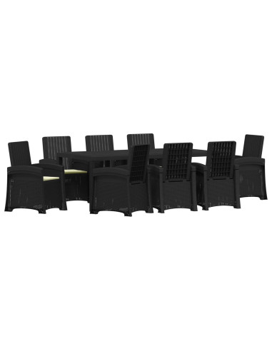 Set da Pranzo per Giardino 9 pz Antracite e Crema PP