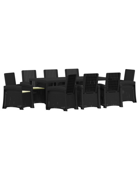 Set da Pranzo per Giardino 9 pz Antracite e Crema PP