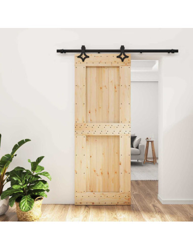 Porta scorrevole Naturale e Nero 80 x 210 cm