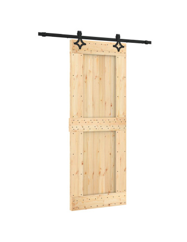 Porta scorrevole Naturale e Nero 80 x 210 cm