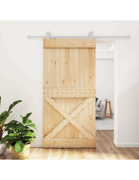 Porta scorrevole Naturale e Bianco 100 x 210 cm