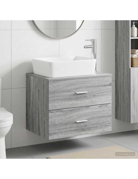 Set di mobili per il bagno Sonoma grigio Legno ingegnerizzato