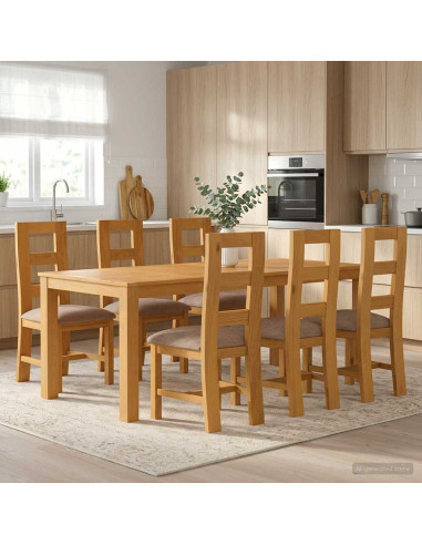 Set da pranzo 7 pz Grigio Legno di Quercia Massello