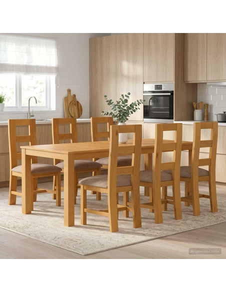 Set da pranzo 7 pz Grigio Legno di Quercia Massello