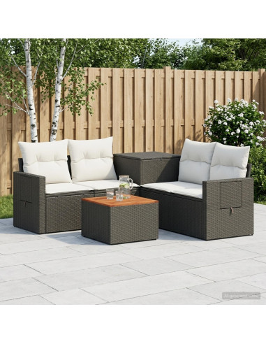 Set di divani 6 pz Nero e Bianco Crema