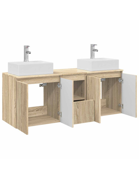 Set di Armadi da Bagno 3 pz Rovere Sonoma 49,5 x 41 x 62,5 cm