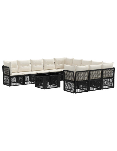 Set Divano da Giardino 12 pz Nero polyrattan