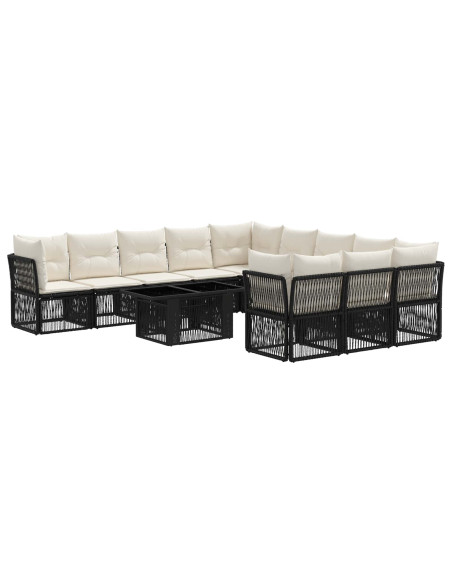 Set Divano da Giardino 12 pz Nero polyrattan