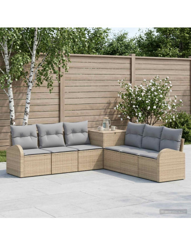 Set di divani 7 pz Beige e Grigio Chiaro