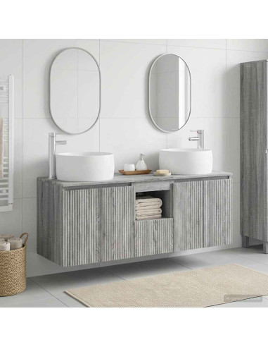 Set di Armadi da Bagno 3 pz Sonoma grigio 49,5 x 44,5 x 66 cm