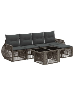 Set Divano da Giardino 6 pz Grigio e Grigio Scuro polyrattan 2