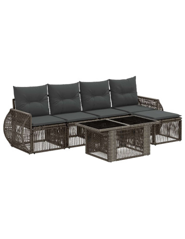 Set Divano da Giardino 6 pz Grigio e Grigio Scuro polyrattan