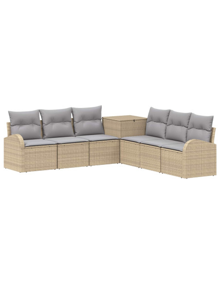 Set di divani 7 pz Beige e Grigio Chiaro