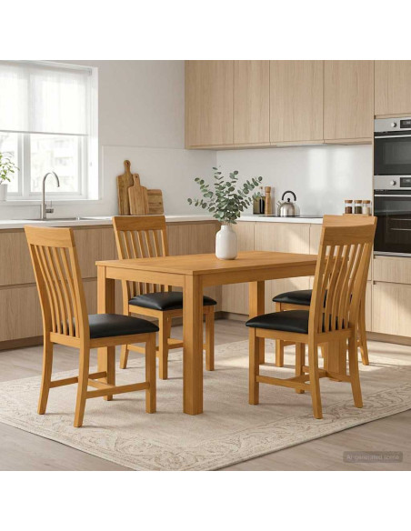 Set da pranzo 5 pz Nero Legno di Quercia Massello