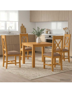 Set da pranzo 5 pz Grigio Legno di Quercia Massello